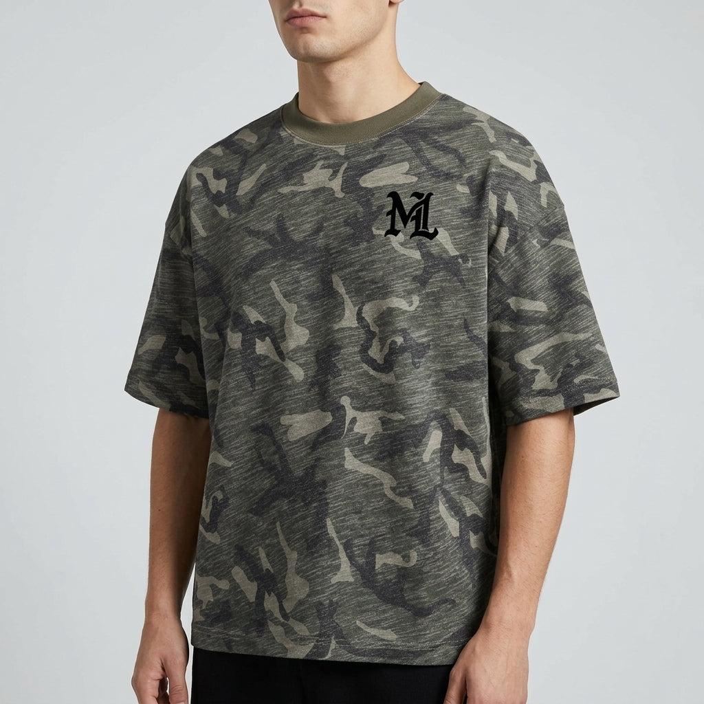 Marque Légendaire Unisex Heavyweight Camo Cropped Oversized T-Shirt