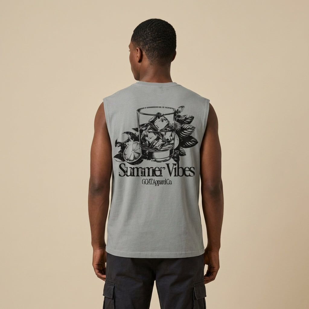 Summer Vibes Waist Cropped Boxy Tank Top - Legendary Branding