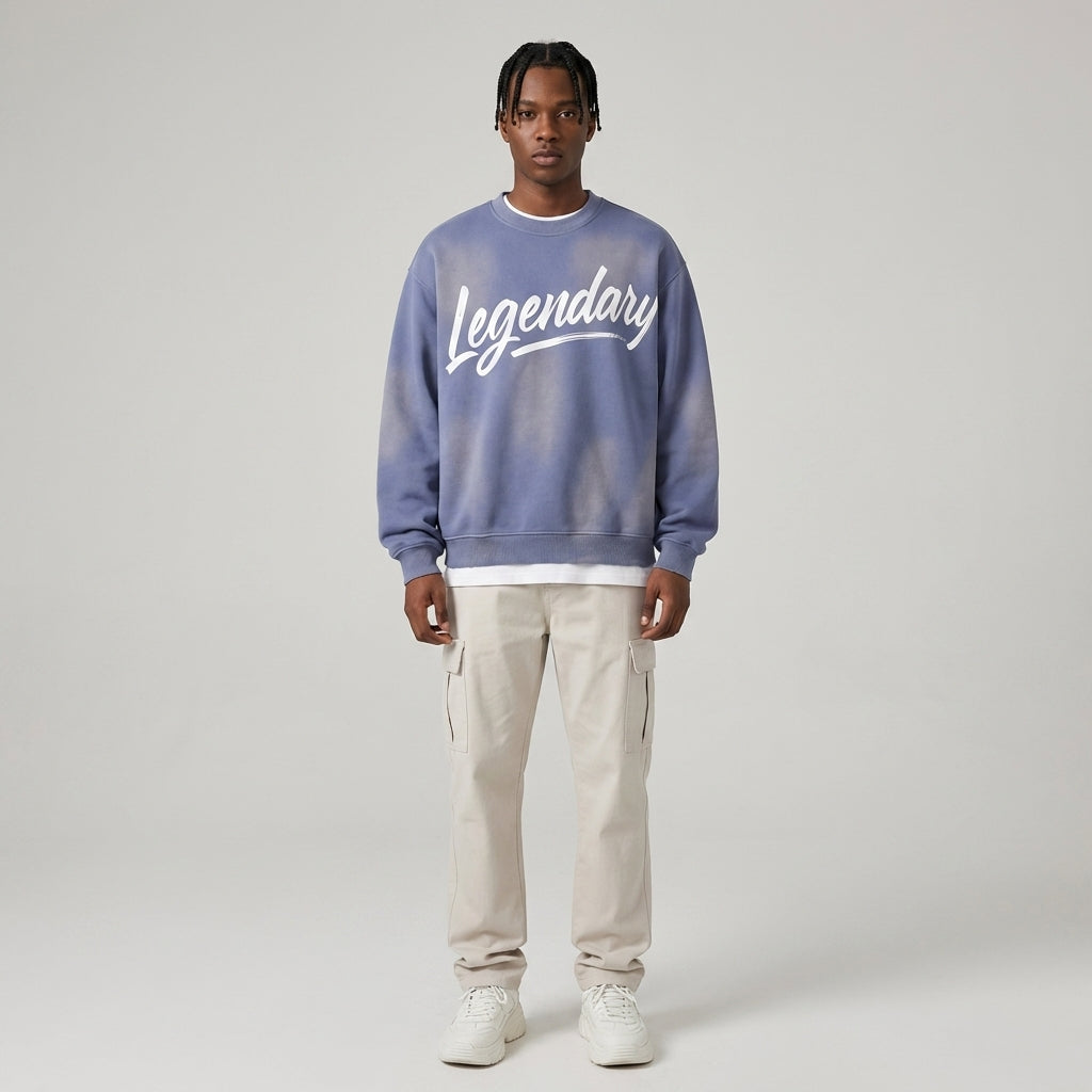 Sweat-shirt vintage effet vieilli Legendary Branding® – Polaire épaisse 440 g/m², style streetwear vintage 