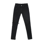 Blackout Streetwear Jeans for Men – Tapered Fit, Premium Cotton, Urban Ripped Denim, Ripped Black Denim Jeans, Black Streetwear Jeans, Ankle Zip Jeans