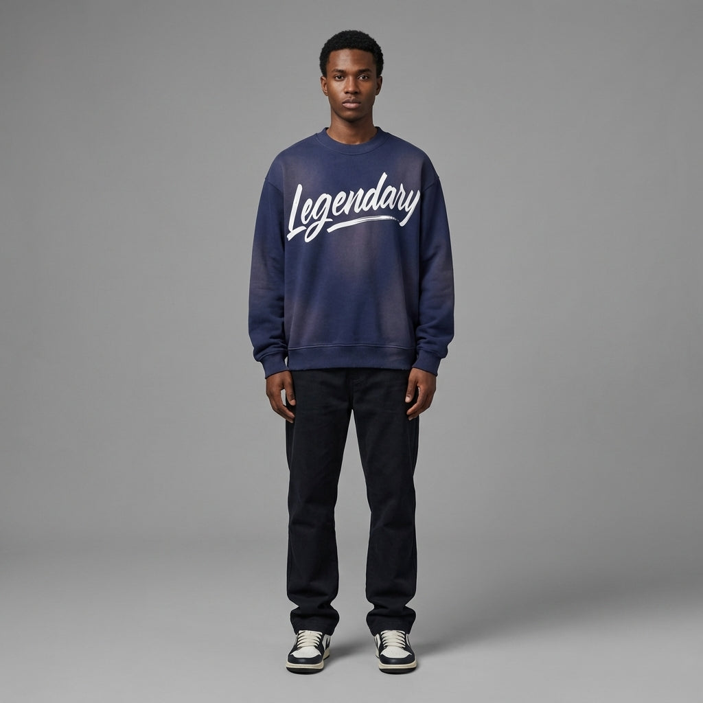 Sweat-shirt vintage effet vieilli Legendary Branding® – Polaire épaisse 440 g/m², style streetwear vintage 