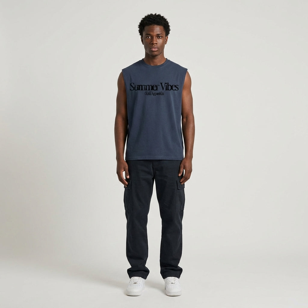 Summer Vibes Waist Cropped Boxy Tank Top - Legendary Branding