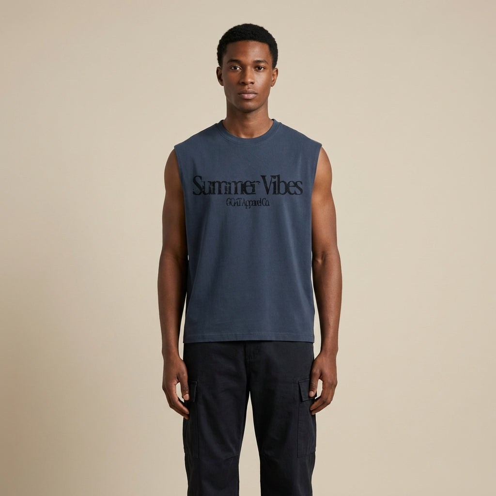 Summer Vibes Waist Cropped Boxy Tank Top - Legendary Branding