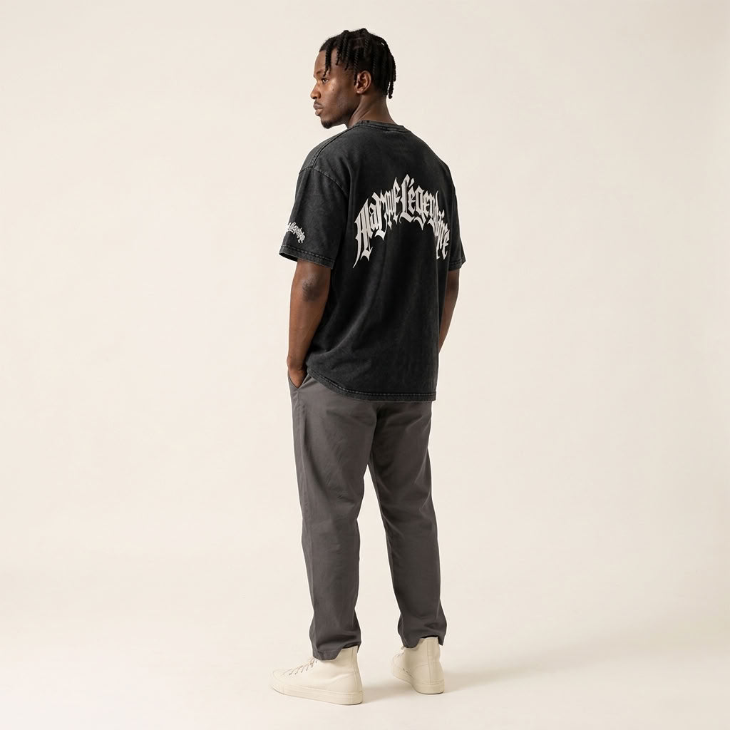 Marque Légendaire Snow Wash Oversized T-Shirt | 250GSM — Apparel & Accessories > Clothing > Shirts & Tops Detail View 3 | Legendary Branding