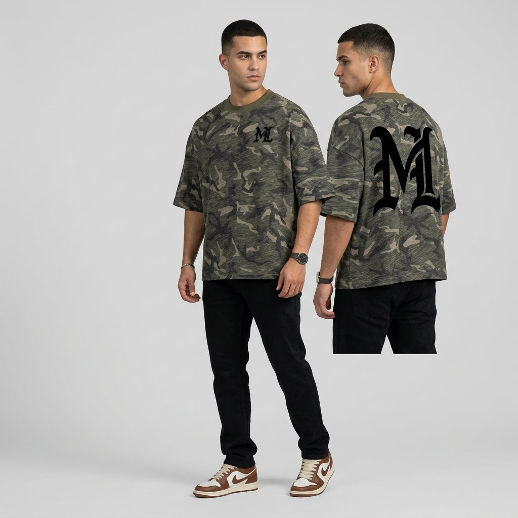 Marque Légendaire Unisex Heavyweight Camo Cropped Oversized T-Shirt