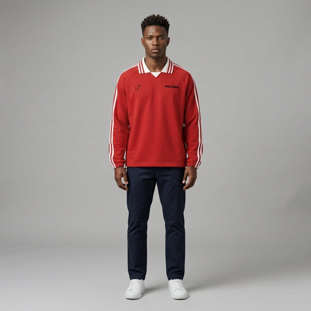 Marque Légendaire Contrast Striped Lapel Collar Sweatshirt | 380GSM