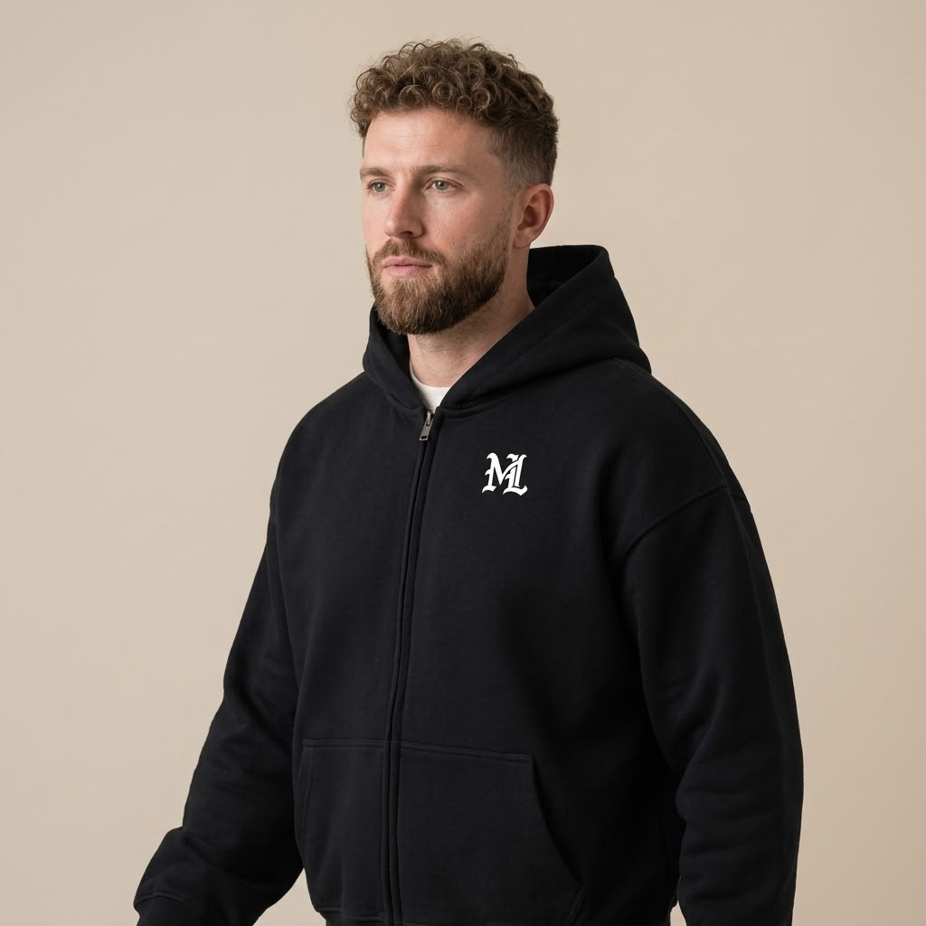 Marque Légendaire Waist Cropped Zip-Up Hoodie | 460GSM — Apparel & Accessories > Clothing > Activewear > Hoodies Detail View 3 | Legendary Branding