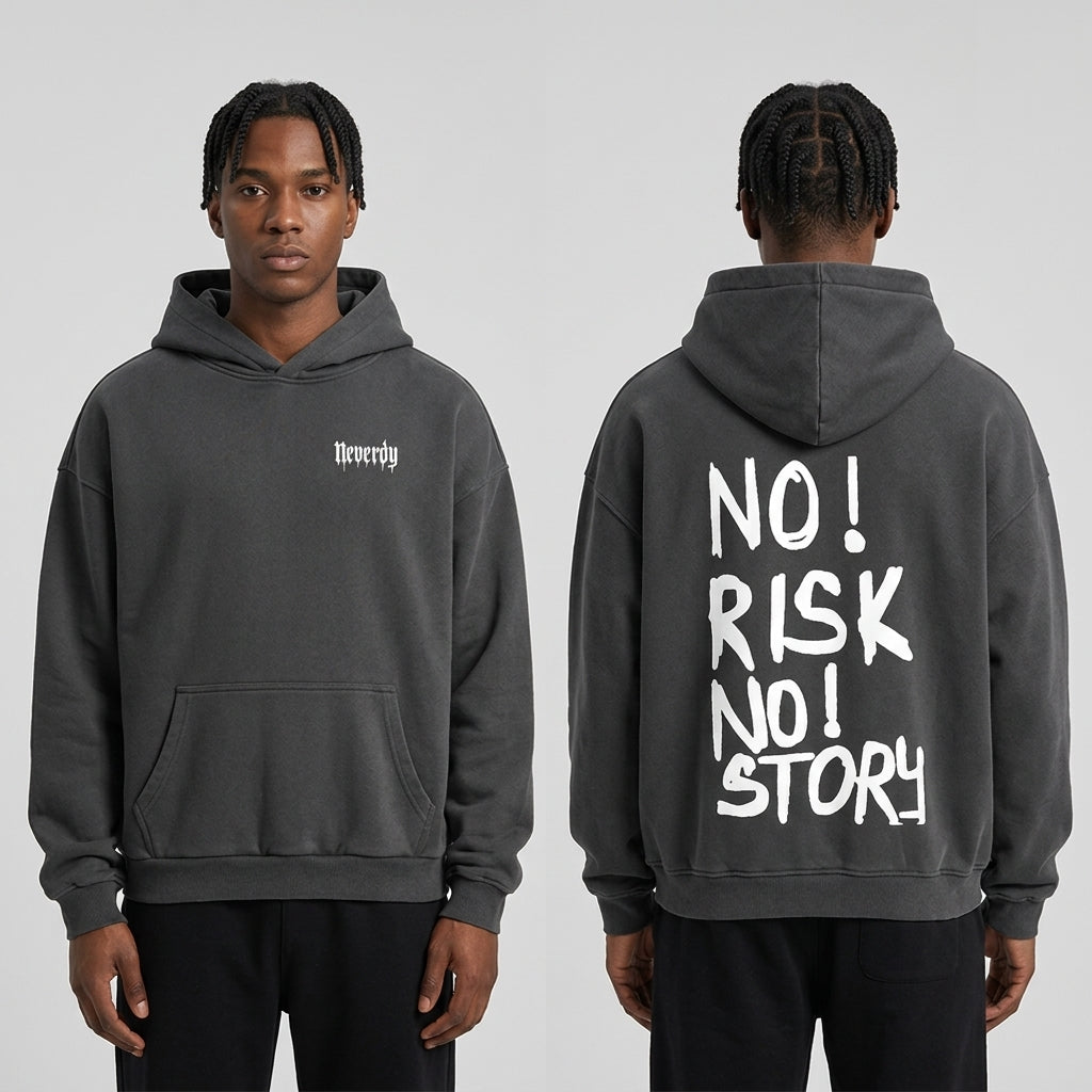 Neverdy No Risk No Story Boxy Hoodie | 400GSM