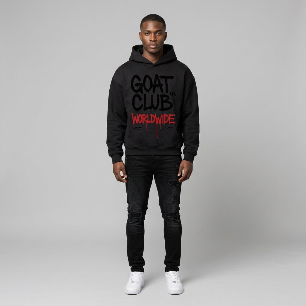 The Goat Club Spray Painted Oversized Hoodie | 460GSM