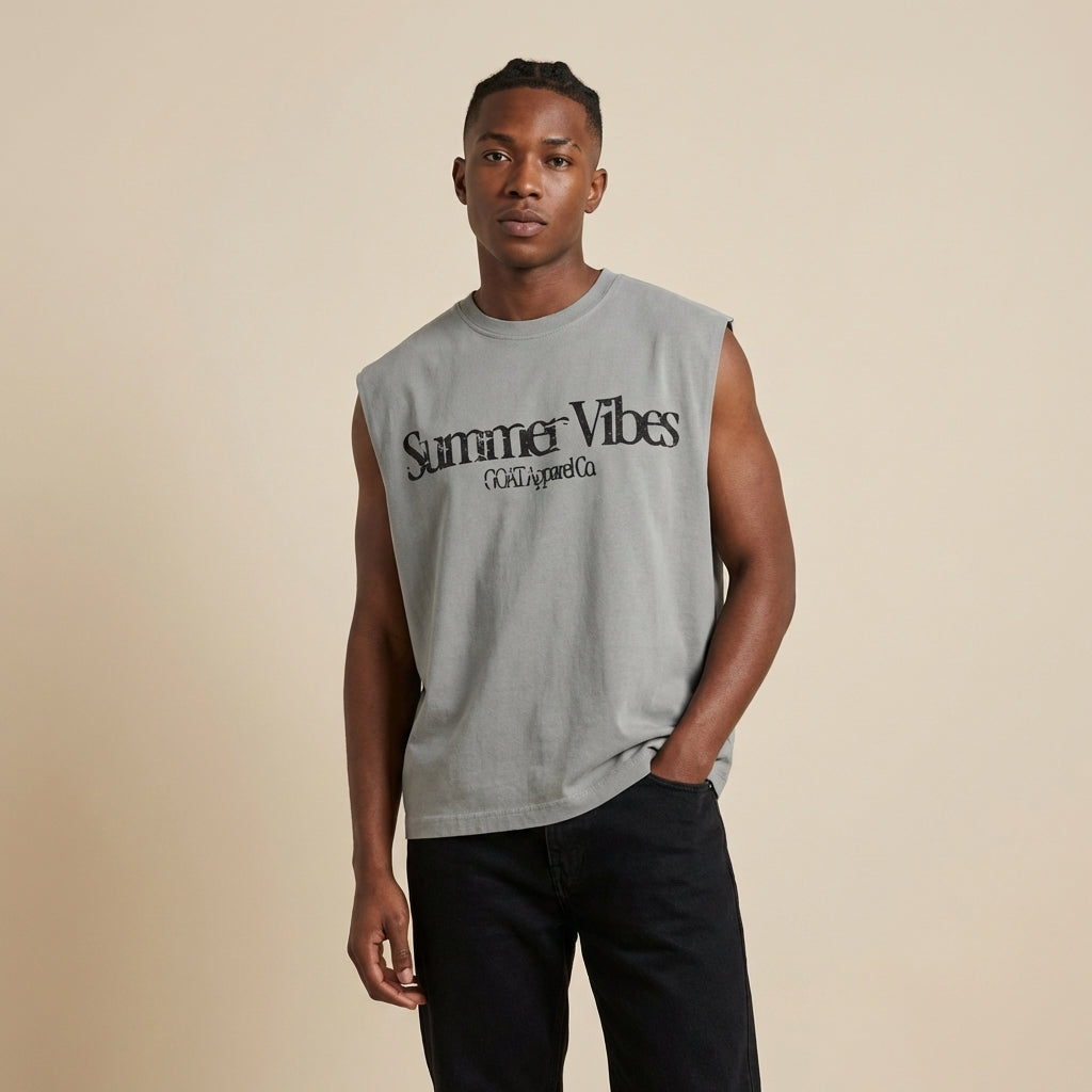 Summer Vibes Waist Cropped Boxy Tank Top - Legendary Branding