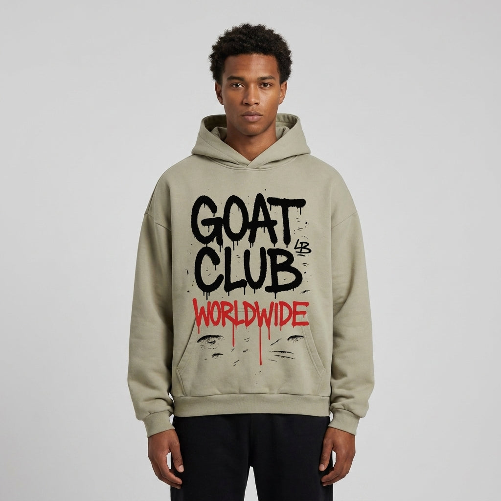 The Goat Club Spray Painted Oversized Hoodie — Hoodie Detail View 6 | Legendary Branding