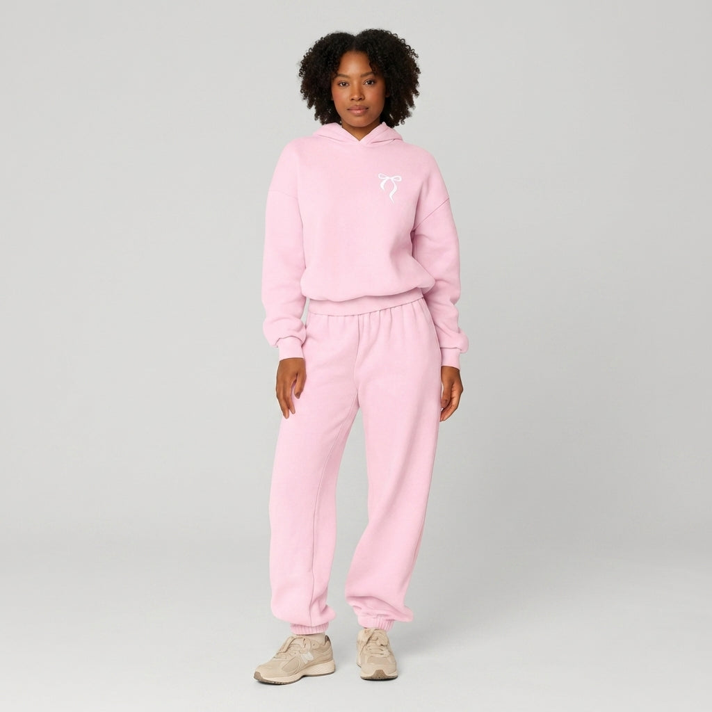 Women’s 2-Piece Bow Embroidered Hoodie & Jogger Set - Legendary Branding