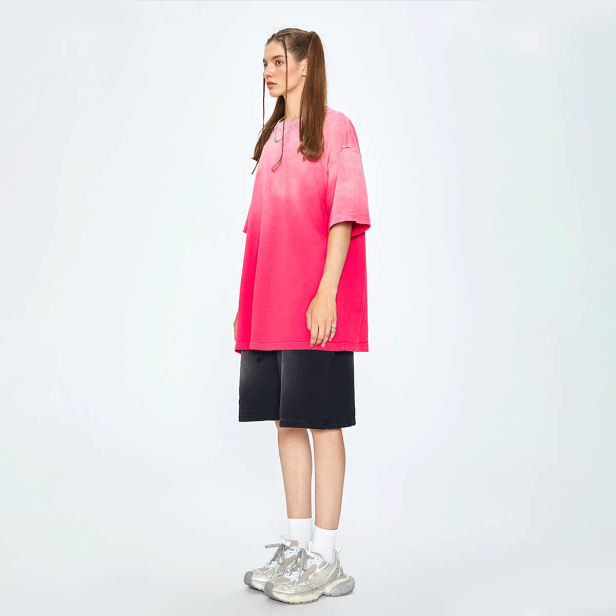 Blank Washed Gradient GOAT T-Shirt, Vintage Loose Fit Tee, 270GSM Heavyweight Shirt, GOAT Streetwear Tee, Faded Gradient Oversized Shirt, Unisex Washed Cotton T-Shirt, Urban Streetwear Blank Tee