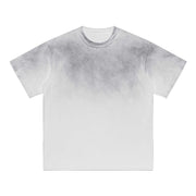 Blank Washed Gradient GOAT T-Shirt, Vintage Loose Fit 270GSM Heavyweight Tee, Faded Oversized Cotton Shirt, Unisex Urban Streetwear