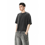 Cropped Snow Washed GOAT T-shirt, Oversized Crop Tee, 285GSM Heavyweight Cotton, Vintage Washed Shirt, Streetwear Aesthetic