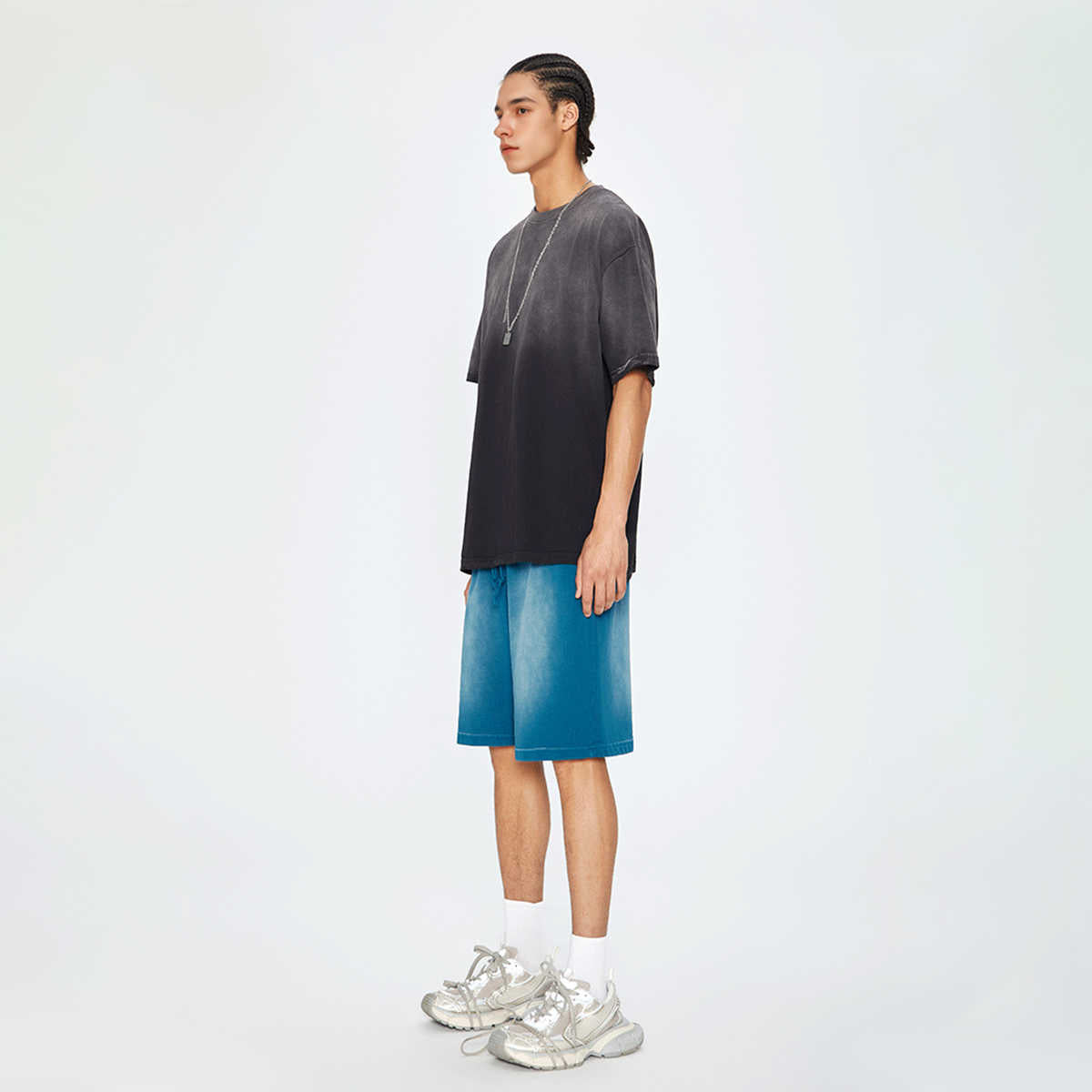 Blank Washed Gradient GOAT T-Shirt, Vintage Loose Fit Tee, 270GSM Heavyweight Shirt, GOAT Streetwear Tee, Faded Gradient Oversized Shirt, Unisex Washed Cotton T-Shirt, Urban Streetwear Blank Tee