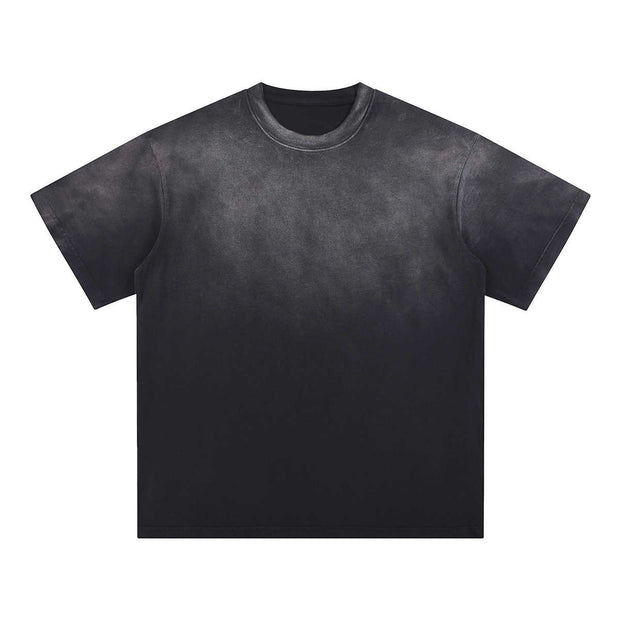 Blank Washed Gradient GOAT T-Shirt, Vintage Loose Fit 270GSM Heavyweight Tee, Faded Oversized Cotton Shirt, Unisex Urban Streetwear