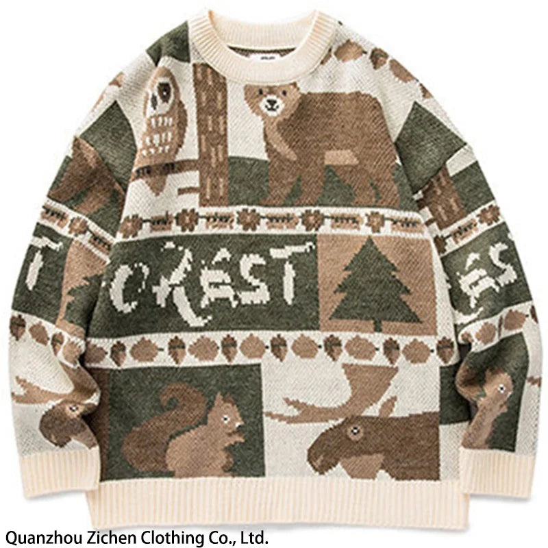 BearKnit™ Harajuku Y2K Sweater – Vintage Cartoon Pullover for Men & Women | Cozy Knit Streetwear Top