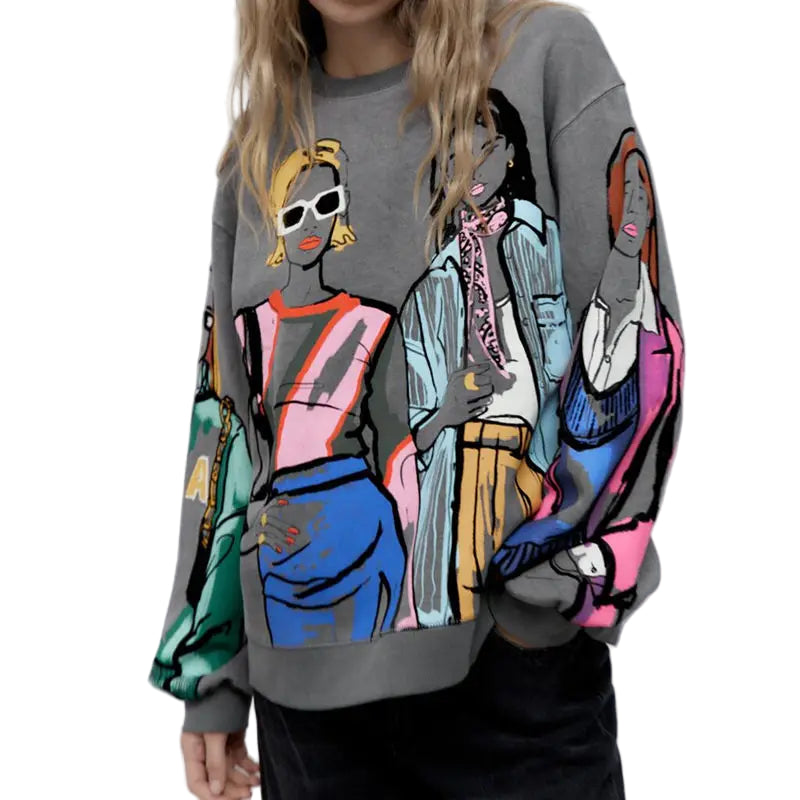 ZATRHMBM™ Knitted Sweatshirt – Y2K Vintage Pullover for Women | Casual Autumn Streetwear Sweatshirt