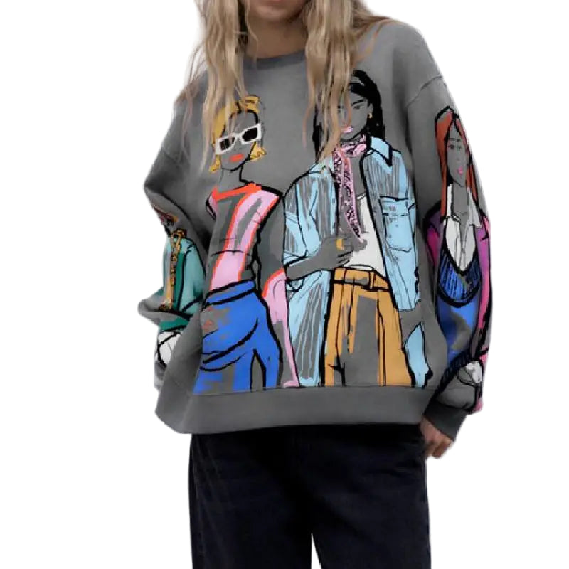 ZATRHMBM™ Knitted Sweatshirt – Y2K Vintage Pullover for Women | Casual Autumn Streetwear Sweatshirt