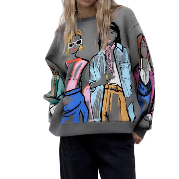 ZATRHMBM™ Knitted Sweatshirt – Y2K Vintage Pullover for Women | Casual Autumn Streetwear Sweatshirt