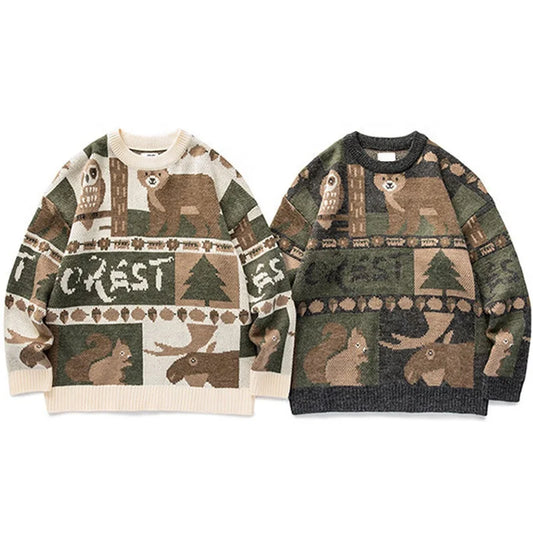 BearKnit™ Harajuku Y2K Sweater – Vintage Cartoon Pullover for Men & Women | Cozy Knit Streetwear Top