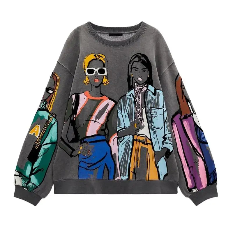 ZATRHMBM™ Knitted Sweatshirt – Y2K Vintage Pullover for Women | Casual Autumn Streetwear Sweatshirt