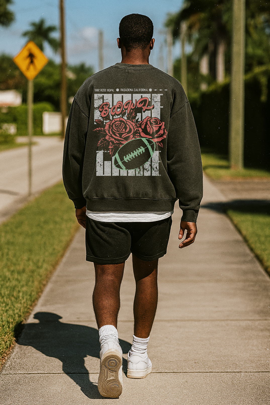 “1992 Rose Bowl” Oversized Crewneck Sweatshirt, 460 GSM Heavyweight Pullover, Vintage Fleece Streetwear Crewneck