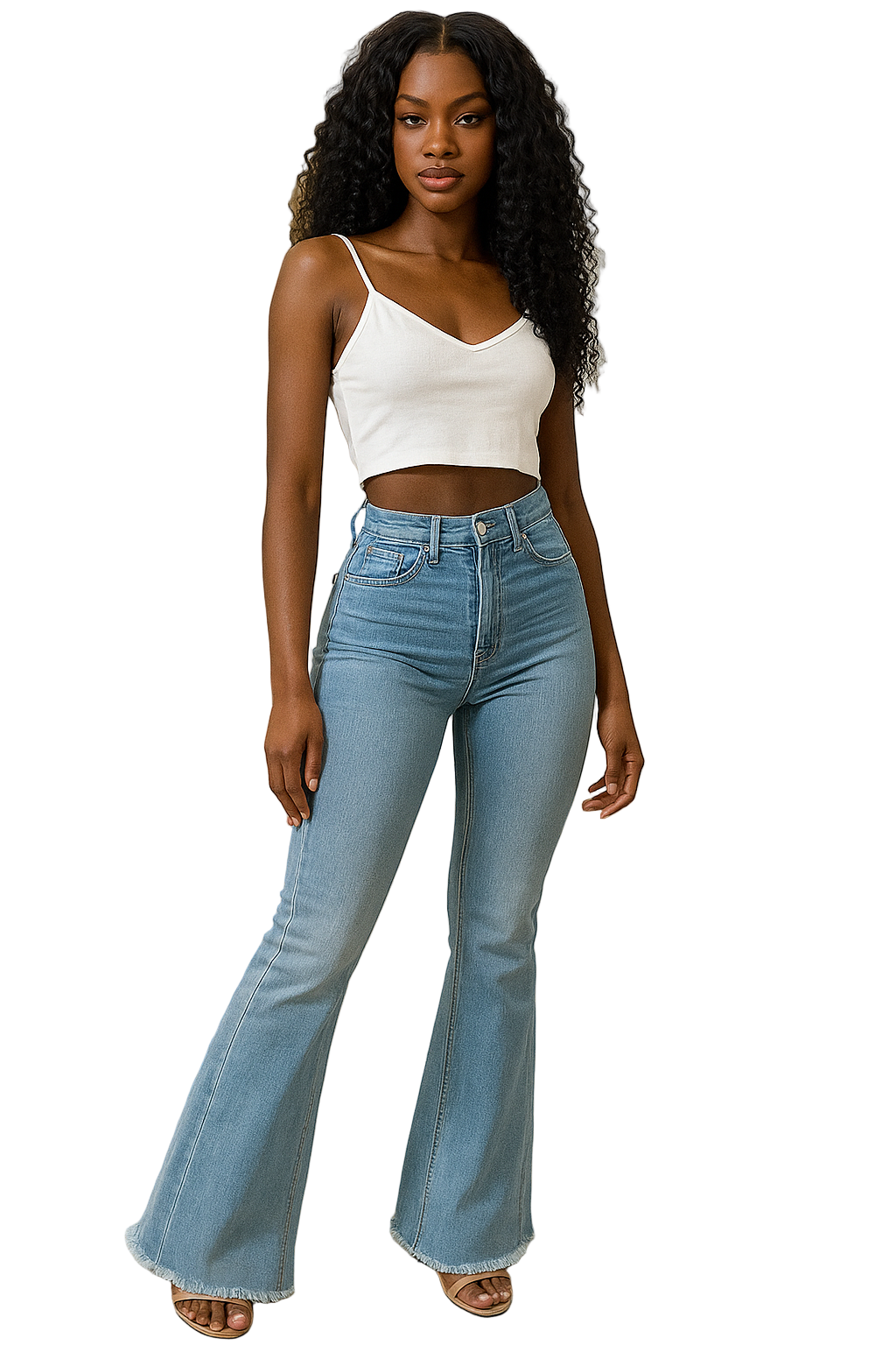 SlimFlare™ Shot Blue Jeans – High Waist Stretch Flare Denim | Korean Slim Fit Bell Bottom Pants for Women