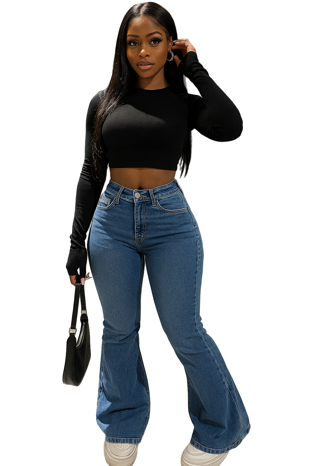 FlareStretch™ Vintage Flare Jeans – High Waist Streetwear Denim with Pockets | Flared Bottom Jeans