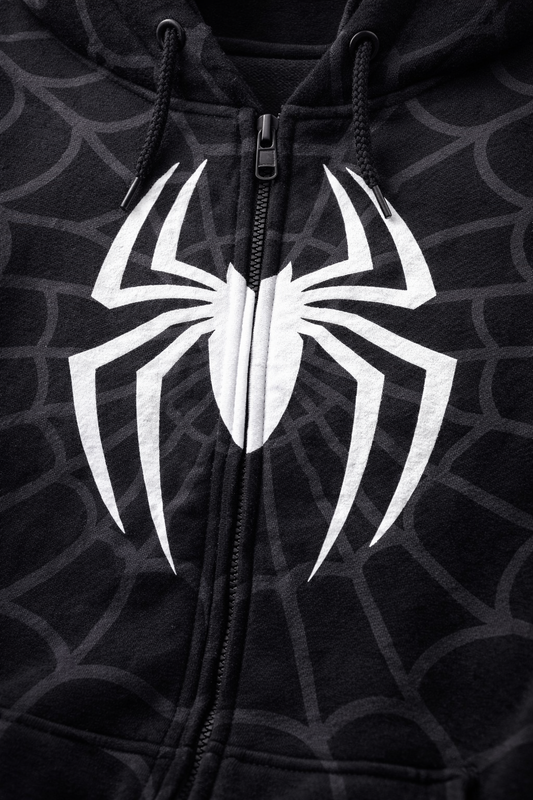 Spider Embroidered Zip-Up Unisex Hoodie