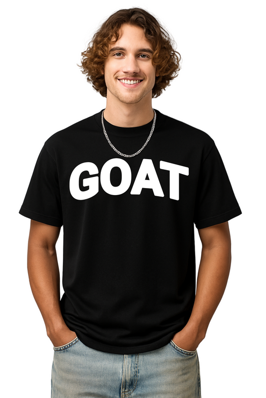 "The GOAT" Combed Cotton Regular Fit T-Shirt – Premium 190GSM Cotton Tee, Unisex Regular Fit, Minimal GOAT Logo Shirt, Streetwear Staple for Everyday Greatness