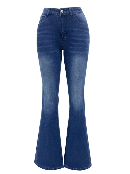 EasyFlare™ High-Waist Flare Jeans – Solid Wash Loose Fit Streetwear Denim, Women’s Retro Wide-Leg Pants
