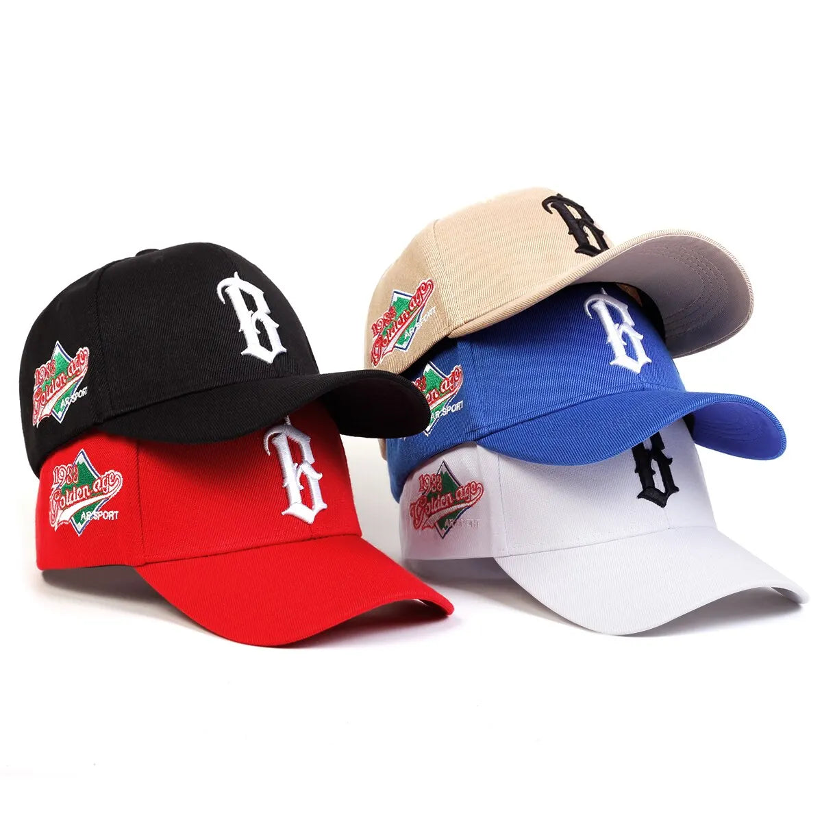 B Letter Embroidered Baseball Cap - Adjustable Hip Hop 1988 Hat | Unisex Sun Protection Snapback