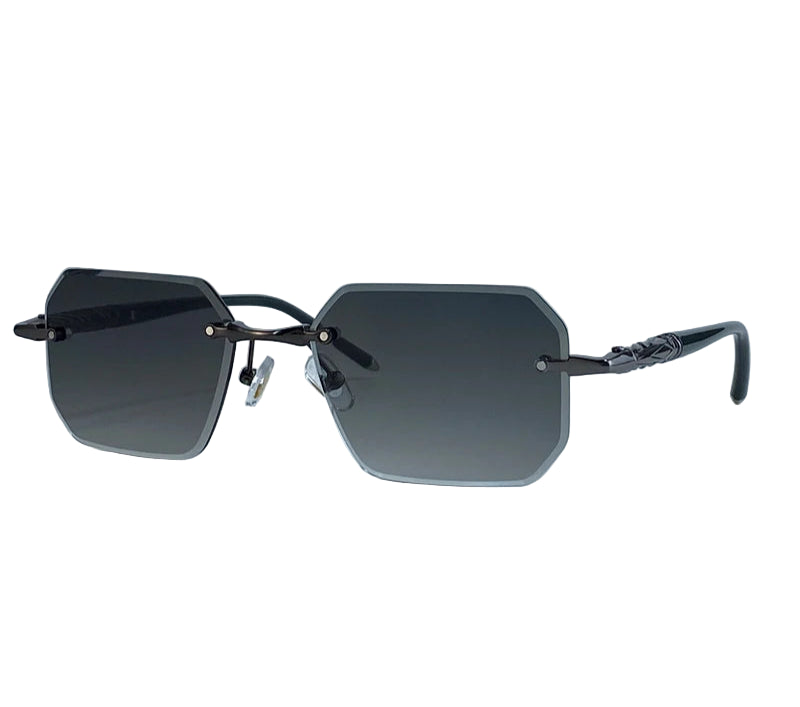 Square Rimless Sunglasses for Men – 2025 Luxury Steampunk Polygon Gradient UV400 Shades by KIM7KIM | Trendy Frameless Eyewear