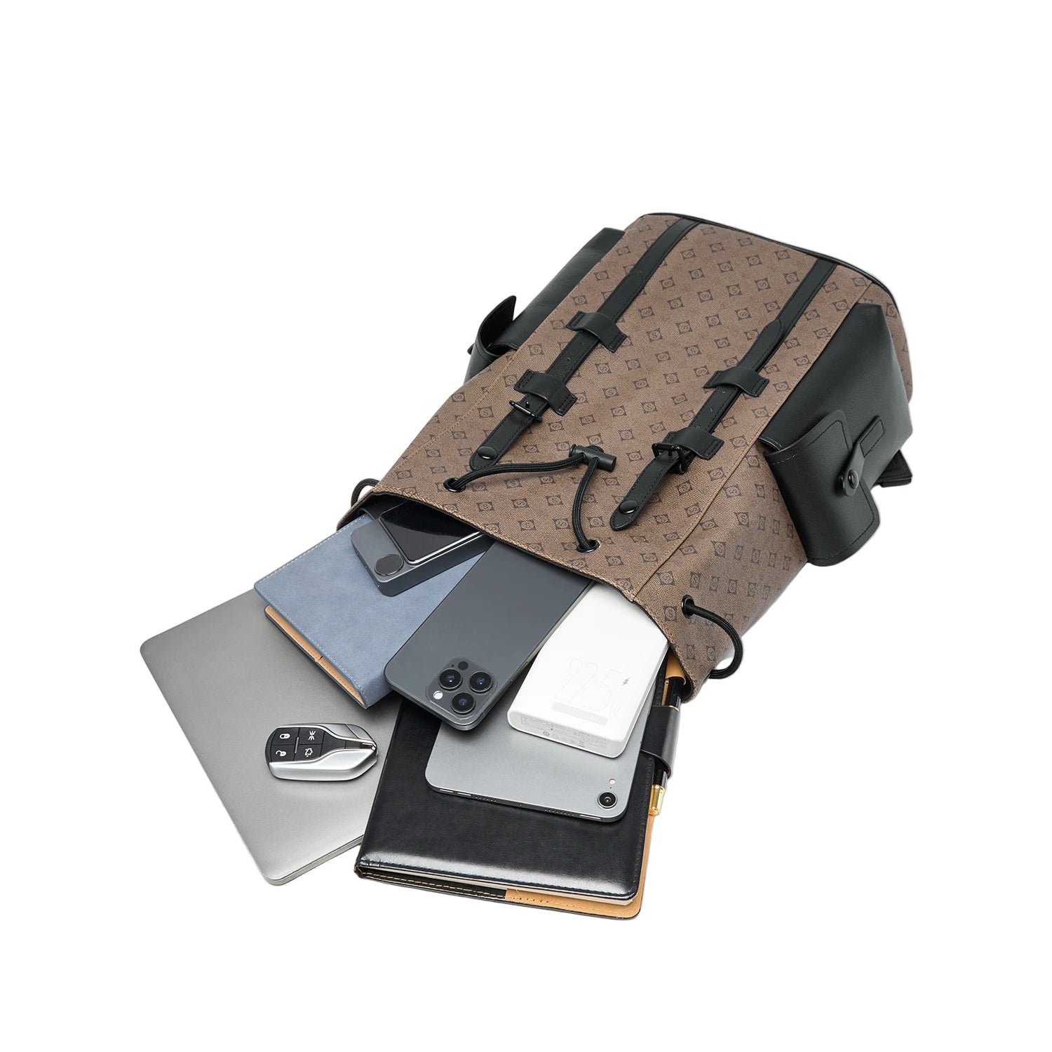 Septwolves Leather Business Backpack - Large Waterproof Laptop Bag for Men with Flip Cover & Multiple Compartments