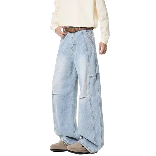 Y2K Hip Hop Baggy Jeans –  Retro Denim Wide-Leg Jeans for Men Streetwear Casual