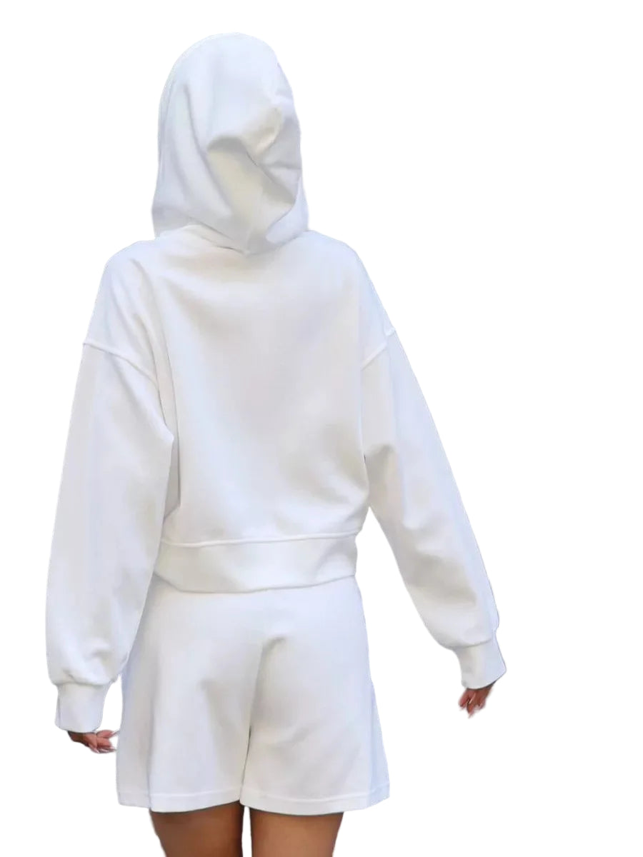 SoftStitch™ Pink Oversized Hoodie & Shorts Set – Women’s Spring Loungewear, Casual Two-Piece Matching Outfit for Streetwear & Relaxed Days