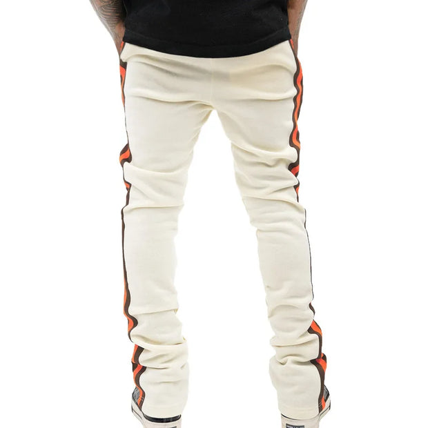 Urban Flare Joggers - Slim-Fit Stacked Pants, Y2K Streetwear Sweatpants with Striped Legs