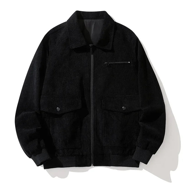 Men’s Corduroy Lapel Jacket – Korean Style Zip-Up Coat | Autumn Winter Fashion Casual Outerwear