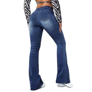 EasyFlare™ High-Waist Flare Jeans – Solid Wash Loose Fit Streetwear Denim, Women’s Retro Wide-Leg Pants