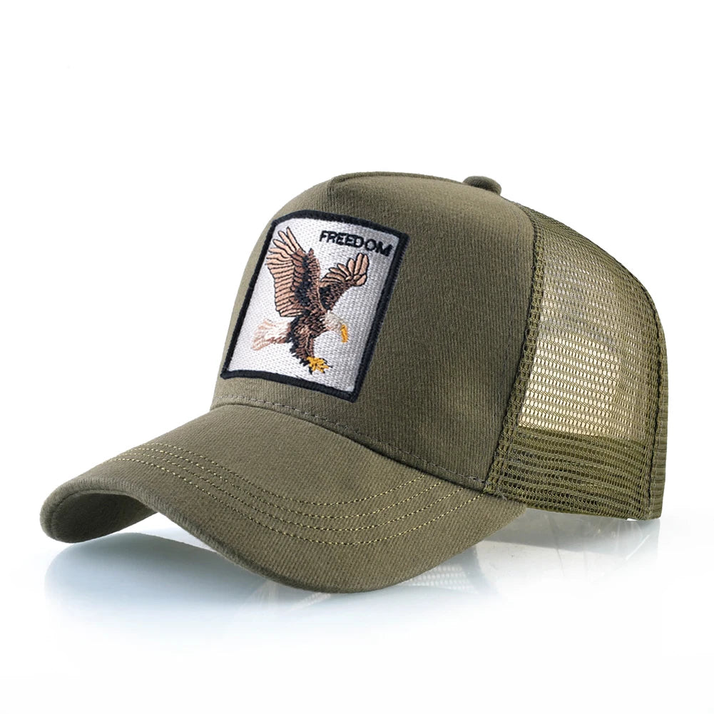 Animal Patch Trucker Hat – Embroidered Animal Baseball Cap, Adjustable Snapback for Men & Women, Cotton Streetwear Visor Hat