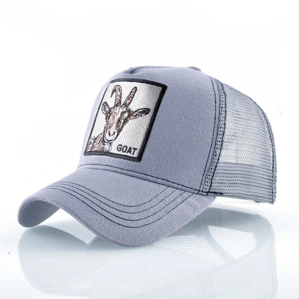 Animal Patch Trucker Hat – Embroidered Animal Baseball Cap, Adjustable Snapback for Men & Women, Cotton Streetwear Visor Hat