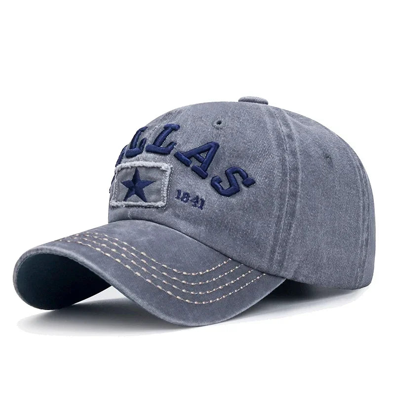 DALLAS 3D Embroidered Baseball Cap – Unisex Adjustable Cotton Hat, Casual Streetwear Snapback