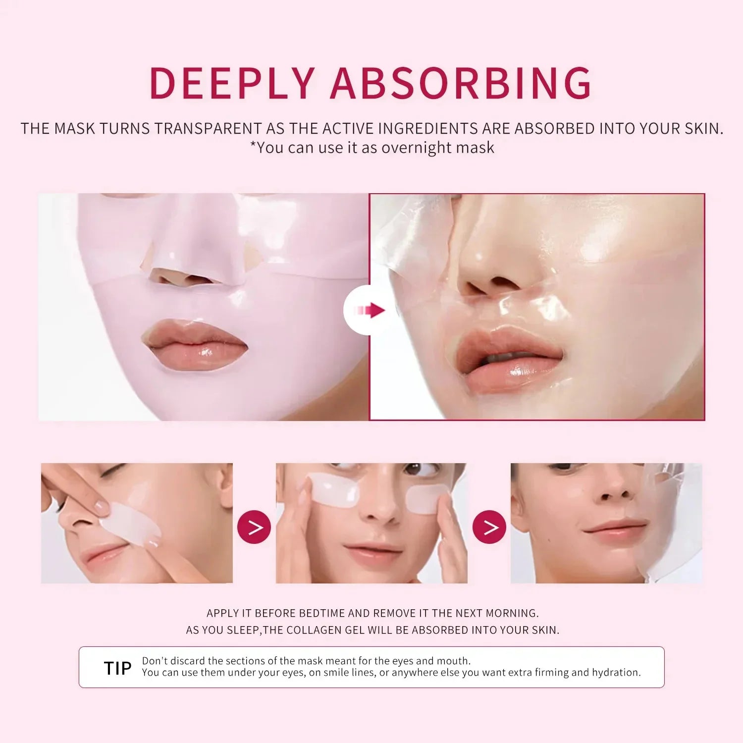 Pink Collagen Gel Face Mask – Salmon PDRN Hydrogel Jelly Sheet, Deep Hydration, Anti-Aging & Skin Tone Balance