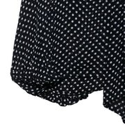Bow Embellished Polka Dot Cape-Style Loose Shirt - Women’s Fashion Top with Ribbon Collar & Long Sleeves