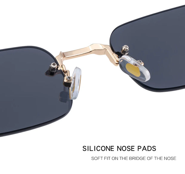 Small Frame Rimless Rectangle Sunglasses – 2025 Vintage Punk UV400 Shades for Men | Luxury Alloy Frame Gradient Eyewear