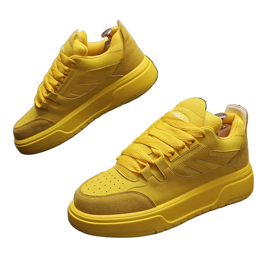 "A Olile" Luxury Designer Sneakers – Men’s Chunky Sole Shoes, Split Leather Hip-Hop Casual Fashion Sneakers