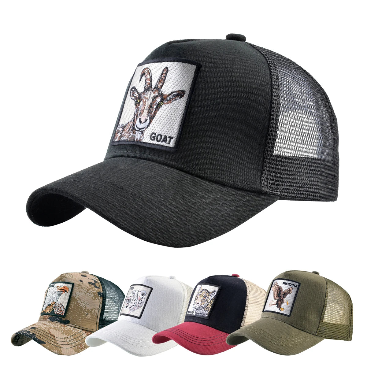 Animal Patch Trucker Hat – Embroidered Animal Baseball Cap, Adjustable Snapback for Men & Women, Cotton Streetwear Visor Hat