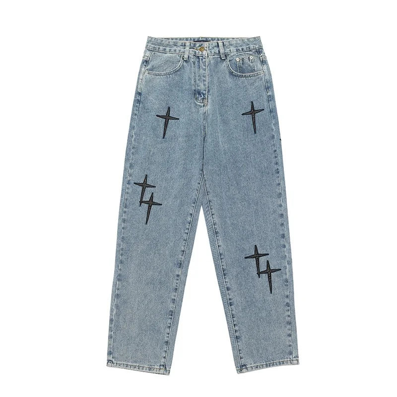 Men’s Baggy Wide Leg Jeans - Streetwear Loose Fit Denim Cargo Pants with Pockets - Korean Fashion Straight Jeans